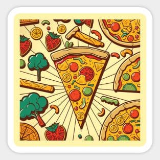 Pizza Pattern Line Drawing Colorful, Awesome Birthday Gift ideas for Pizza Lovers Sticker